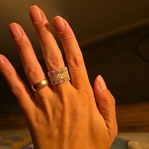 Gold and Pink Ring Beaded